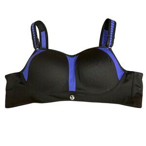 Soma Sport Max Support Contour Underwire Sports Bra Black Blue Sz 38A 051601